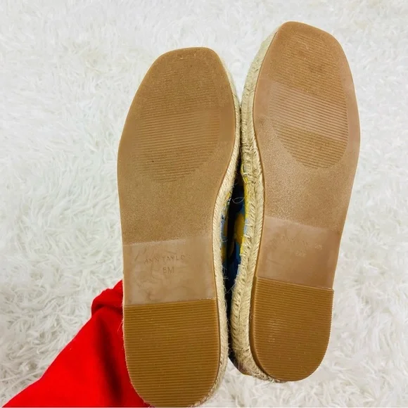 NWOT ANN TAYLOR blue & yellow lemon print tapestry summer espadrille shoes SZ 6 - Picture 14 of 17